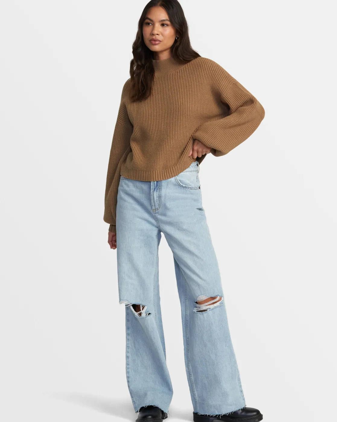 RVCA DREAM CYCLE TURTLENECK SWEATER Ermine Hot