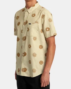 RVCA ENDLESS SEERSUCKER SHORT SLEEVE SHIRT Gold Clearance