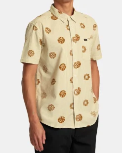 RVCA ENDLESS SEERSUCKER SHORT SLEEVE SHIRT Gold Clearance