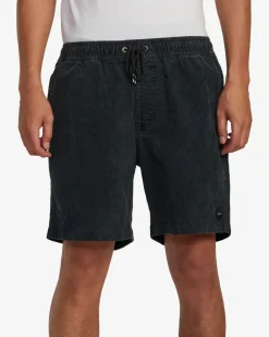 RVCA ESCAPE 17" ELASTIC WAIST CORDUROY SHORTS Black Sale