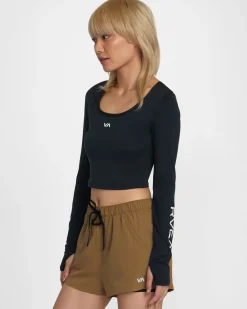 RVCA ESSENTIAL LONG SLEEVE CROPPED TEE Black Online