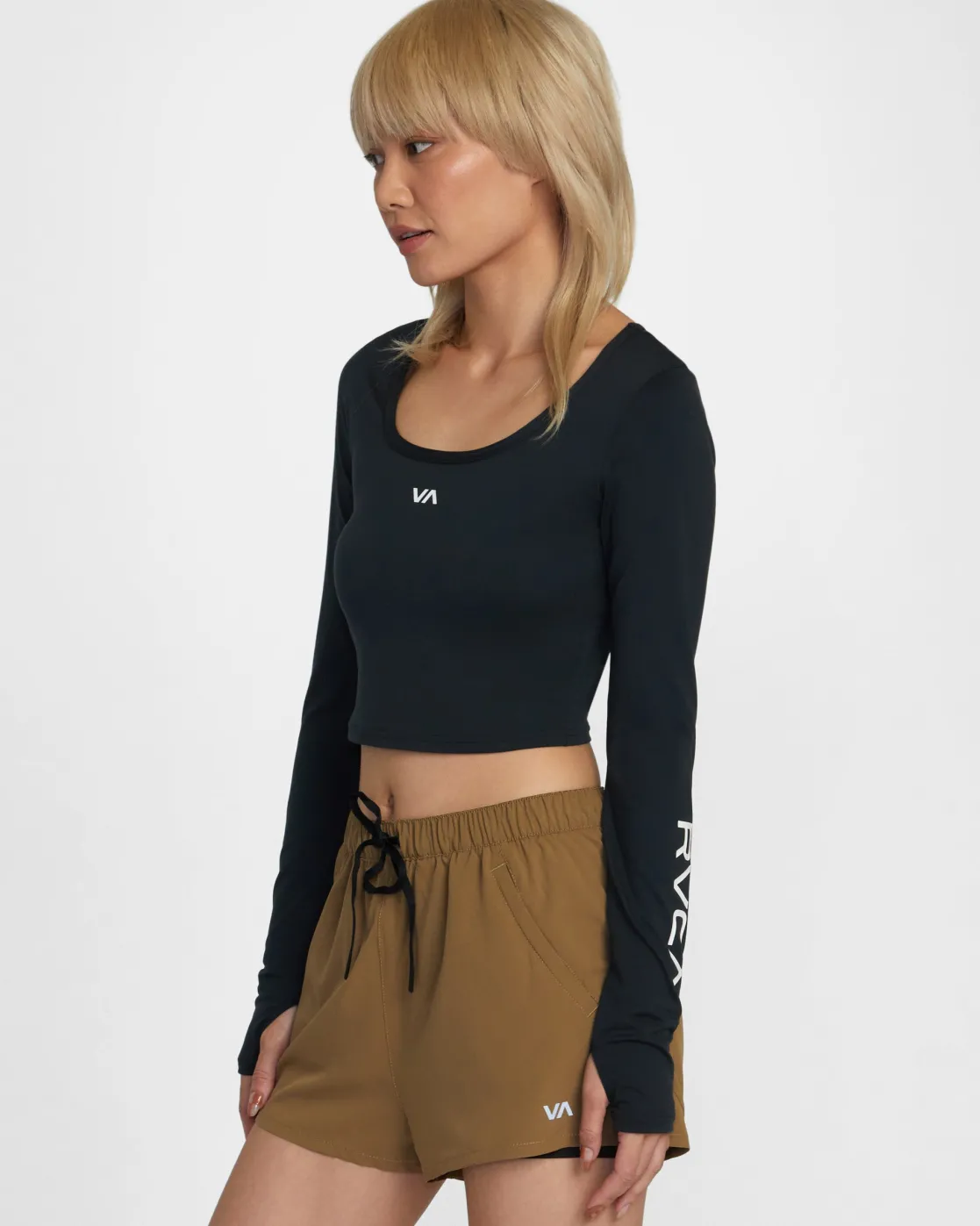 RVCA ESSENTIAL LONG SLEEVE CROPPED TEE Black Online