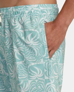 RVCA EXOTICA ELASTIC WAIST BOARDSHORTS 16'' Granite Green Hot