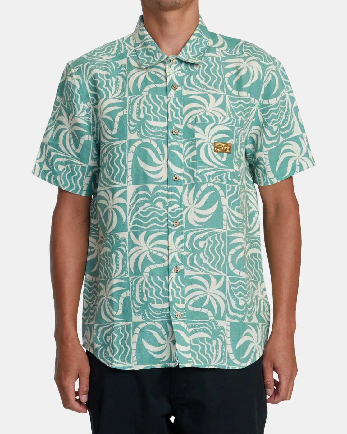 RVCA EXOTICA SHORT SLEEVE SHIRT Granite Green Best
