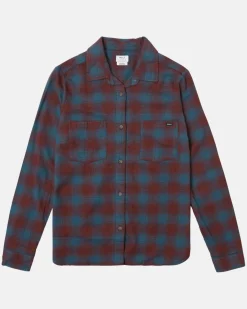 RVCA FIGUEROA OVERSIZED LONG SLEEVE FLANNEL SHIRT Wine Clearance