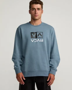 RVCA FLIPPED BOX CREW SWEATSHIRT Industrial Blue Best