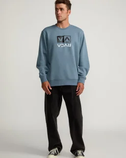 RVCA FLIPPED BOX CREW SWEATSHIRT Industrial Blue Best