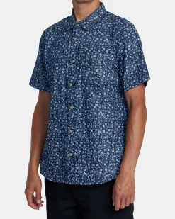 RVCA FRAME CHAMBRAY SHORT SLEEVE SHIRT Indigo