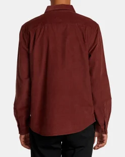 RVCA FREEMAN CORD LONG SLEEVE SHIRT Red Earth Online