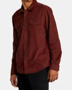 RVCA FREEMAN CORD LONG SLEEVE SHIRT Red Earth Online