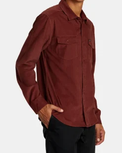 RVCA FREEMAN CORD LONG SLEEVE SHIRT Red Earth Online