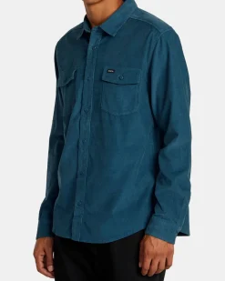 RVCA FREEMAN CORD LONG SLEEVE SHIRT Duck Blue
