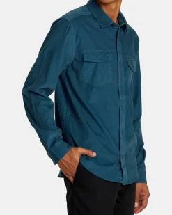 RVCA FREEMAN CORD LONG SLEEVE SHIRT Duck Blue