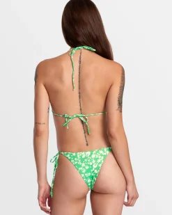 RVCA GARDEN PARTY SIDE TIE SKIMPY BIKINI BOTTOMS Classic Green Clearance