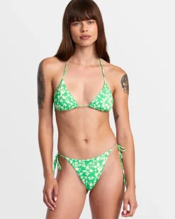 RVCA GARDEN PARTY SIDE TIE SKIMPY BIKINI BOTTOMS Classic Green Clearance