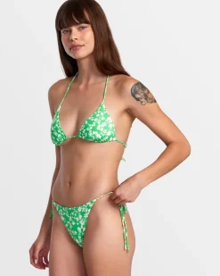 RVCA GARDEN PARTY SIDE TIE SKIMPY BIKINI BOTTOMS Classic Green Clearance