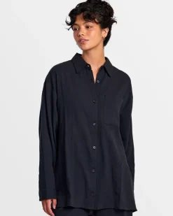RVCA GIMME BEACH COVERUP SHIRT DRESS Rvca Black Hot