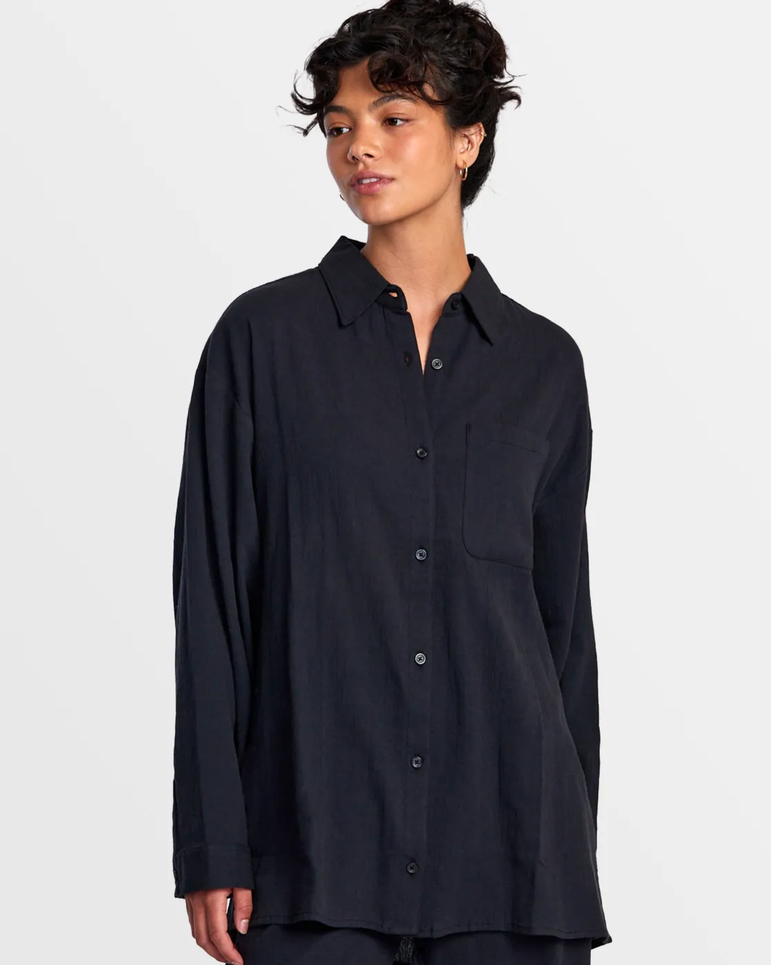 RVCA GIMME BEACH COVERUP SHIRT DRESS Rvca Black Hot