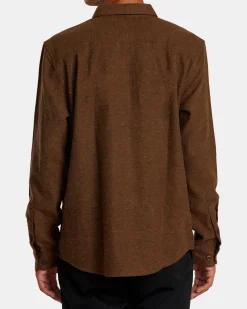 RVCA HARVEST NEPS LONG SLEEVE FLANNEL SHIRT Bombay Brown