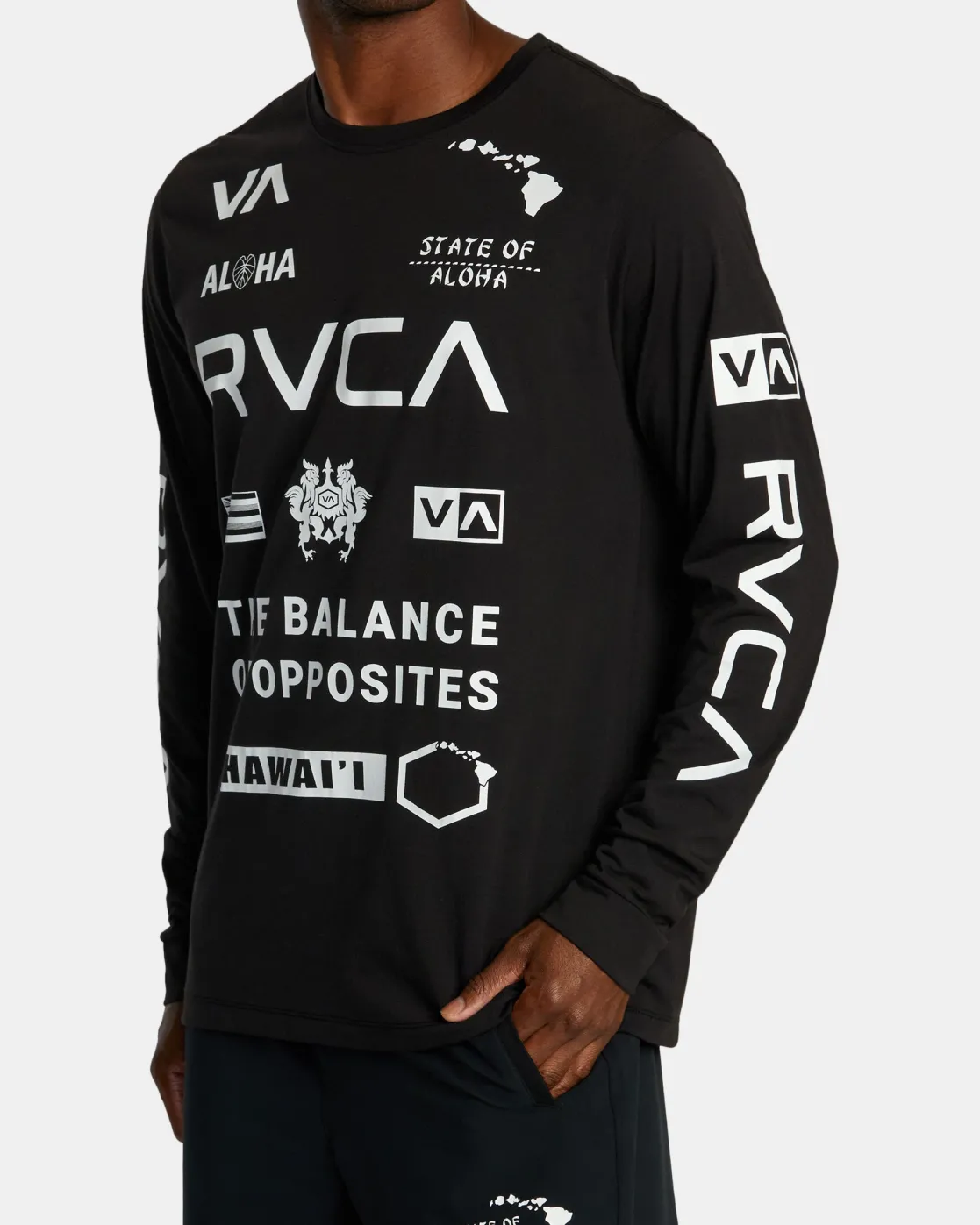 RVCA HAWAII ALL BRAND SPORT TECH LONG SLEEVE TEE Black Discount