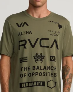 RVCA HAWAII ALL BRAND SPORT TECH TEE Olive New
