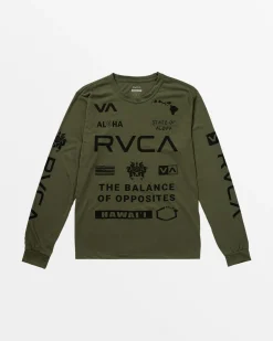 RVCA HAWAII ALL BRAND SPORT TECH LONG SLEEVE TEE Olive New