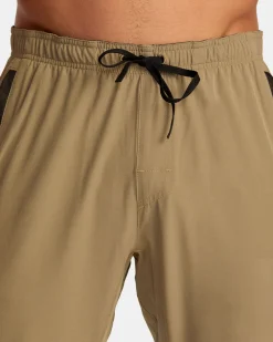 RVCA HAWAII ELASTIC WAIST YOGGER PANTS Dark Khaki Clearance