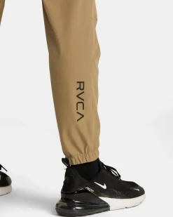 RVCA HAWAII ELASTIC WAIST YOGGER PANTS Dark Khaki Clearance