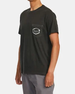 RVCA HAWAII ISLAND HEX POCKET TEE Pirate Black Discount