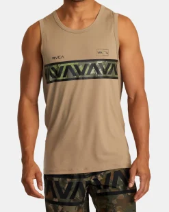 RVCA HAWAII SPORT VENT MUSCLE TANK Dark Khaki Online