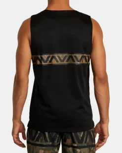 RVCA HAWAII TARO MESH TANK TOP Black Multi Clearance