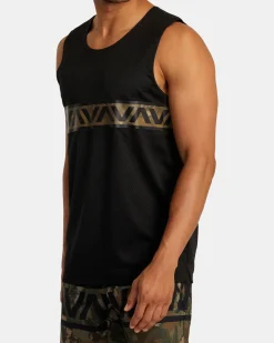 RVCA HAWAII TARO MESH TANK TOP Black Multi Clearance