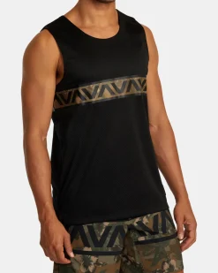 RVCA HAWAII TARO MESH TANK TOP Black Multi Clearance