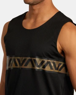 RVCA HAWAII TARO MESH TANK TOP Black Multi Clearance