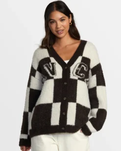 RVCA HERE WE ARE CARDIGAN SWEATER Chocolate Torte Clearance