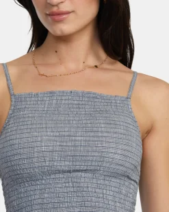 RVCA HOUNDSTOOTH REVIVAL CROPPED TANK TOP Blue Grey Online