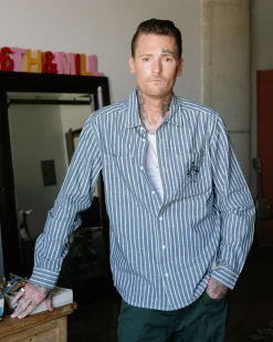 RVCA INVISIBLE MAN LONG SLEEVE SHIRT Chambray Clearance