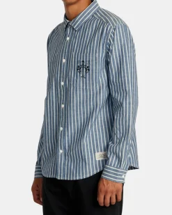 RVCA INVISIBLE MAN LONG SLEEVE SHIRT Chambray Clearance