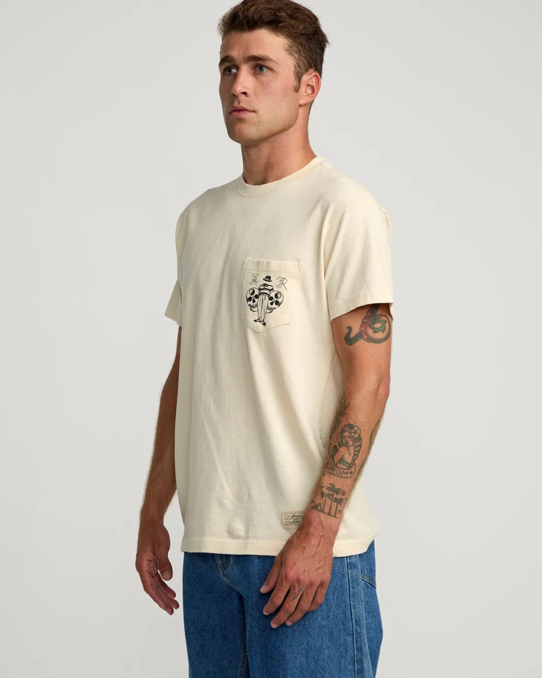 RVCA INVISIBLE MAN T-SHIRT Silver Bleach Clearance