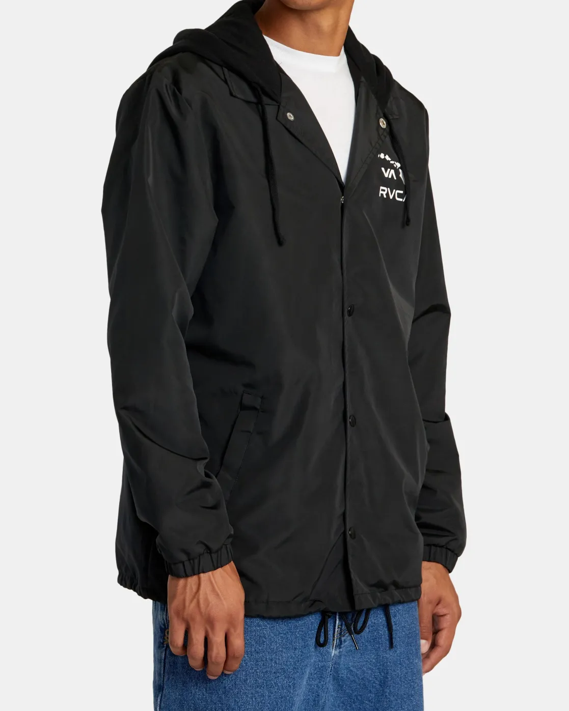 RVCA ISLAND HEX HOODED COACHES JACKET Black Sale