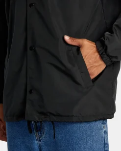 RVCA ISLAND HEX HOODED COACHES JACKET Black Sale