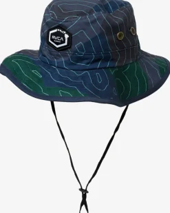 RVCA ISLAND HEX REVERSIBLE BOONIE HAT Hawaii Topo Camo Discount
