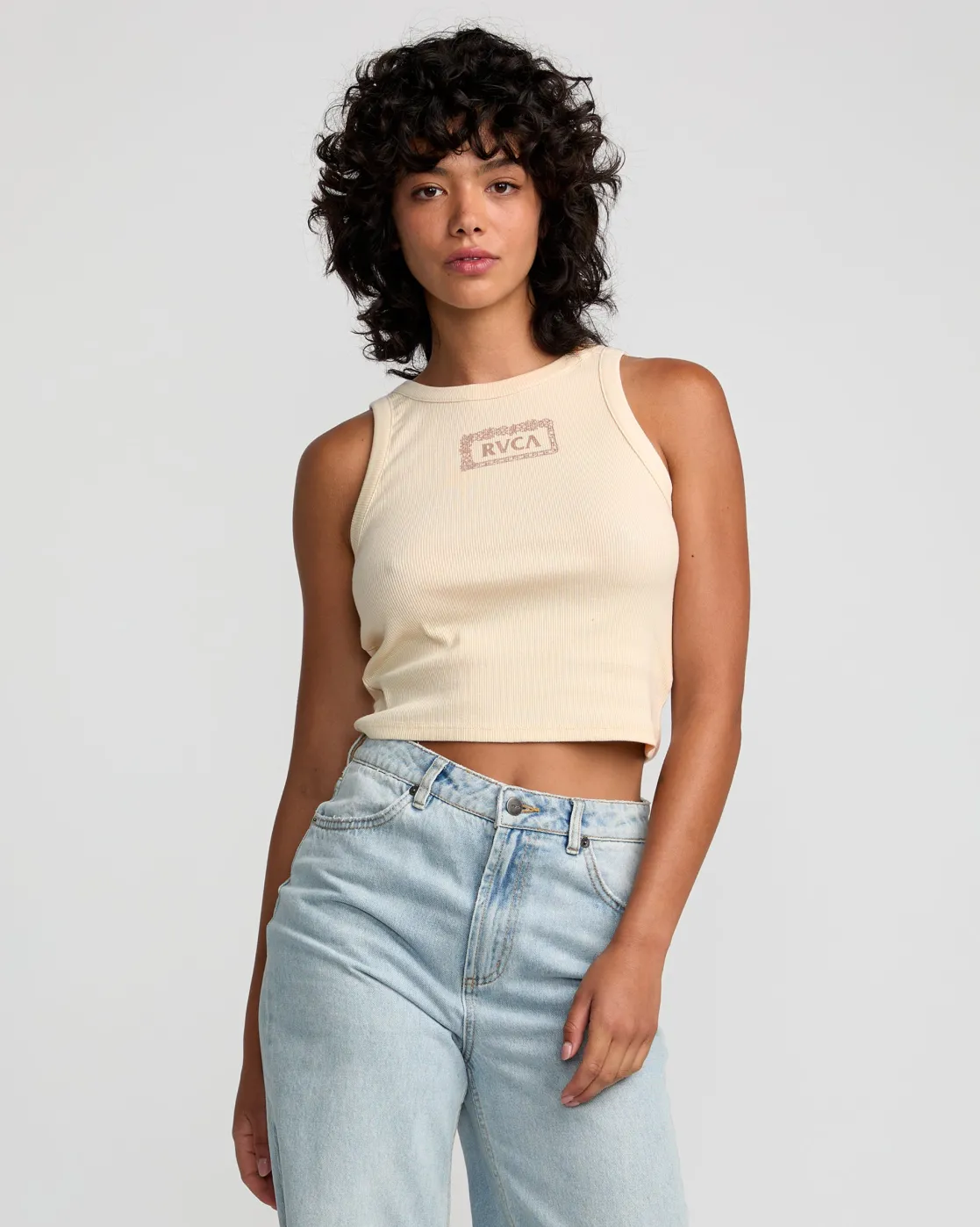 RVCA ISLAND LEI CROPPED TANK TOP Latte Online