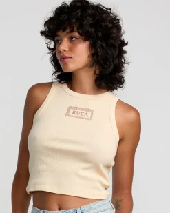 RVCA ISLAND LEI CROPPED TANK TOP Latte Online