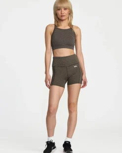 RVCA JACQUARD HIGH IMPACT BRA Va Warp Chocolate Sale