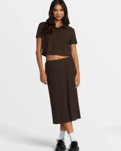 RVCA JENNI BUTTONED SHORT-SLEEVE SHIRT Chocolate Torte Best