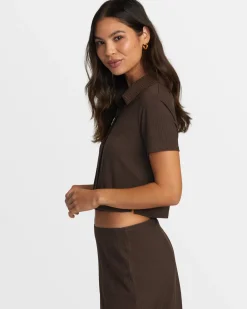 RVCA JENNI BUTTONED SHORT-SLEEVE SHIRT Chocolate Torte Best