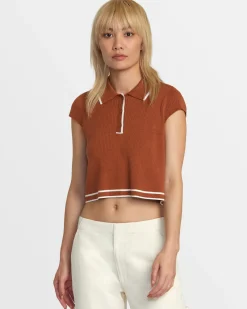 RVCA JULES SWEATER TOP Mocha Bisque New