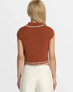 RVCA JULES SWEATER TOP Mocha Bisque New