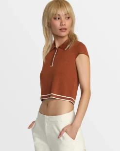 RVCA JULES SWEATER TOP Mocha Bisque New